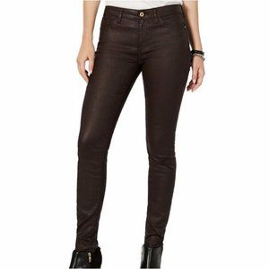 Tommy Hilfiger Women’s Greenwich Waxed Mid Rise Skinny Burgundy Jeans 8